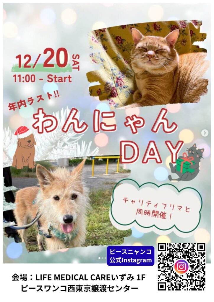 12/20(土)わんにゃんDAY｜イベント・お知らせ｜LIFE MEDICAL CAREいずみ